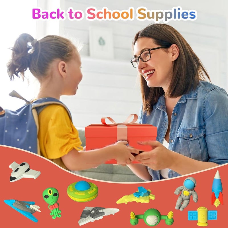 Kaemi 30 Pcs Space Erasers Desk Pets for Kids Classroom Prizes Fun Cool 3D Puzzle Erasers Bulk Mini Cute Pencil Eraser Pals Toys for Party Favors Treasure Box Goodie Bag Stuffers - Image 3